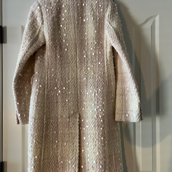 Banana Republic Pink Cream Wool Coat Sequins Small - Picture 4 of 5